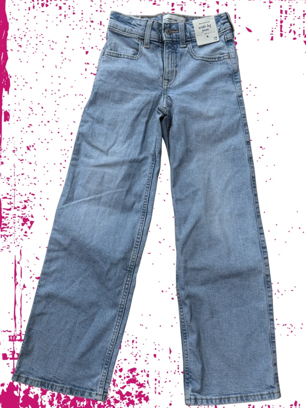 NWT Abercrombie Kids Wide Leg Jeans Sz 7/8 Long